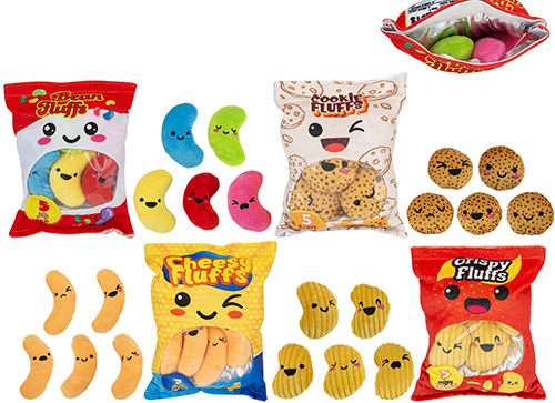 (Mis 1) PACCHETTI DI SNACK Peluche cm 4ass In espo da 12pz…x36…x72